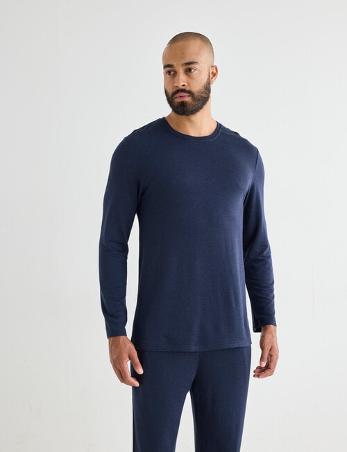 Mazzoni Viscose Rayon from Bamboo Long Sleeve Sleep Top, Navy product photo View 05 L