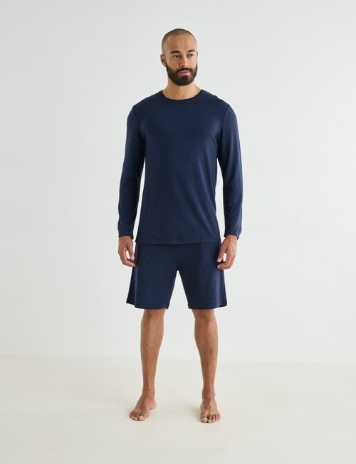 Mazzoni Viscose Rayon from Bamboo Long Sleeve Sleep Top, Navy product photo View 06 L