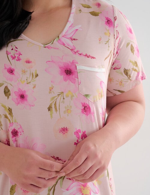 Studio Curve Sleep T-Shirt Nightie, Vintage Blush Print product photo View 04 L