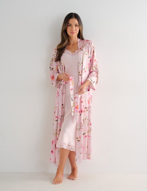 Whistle Sleep Satin Robe, Vintage Blush Print product photo View 05 L