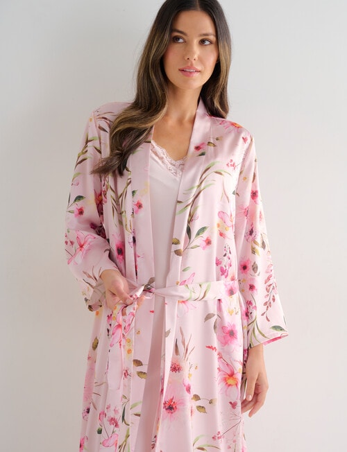 Whistle Sleep Satin Robe, Vintage Blush Print product photo View 06 L