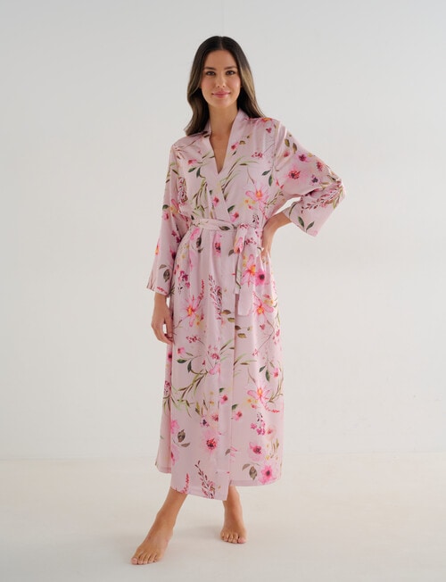 Whistle Sleep Satin Robe, Vintage Blush Print product photo View 08 L