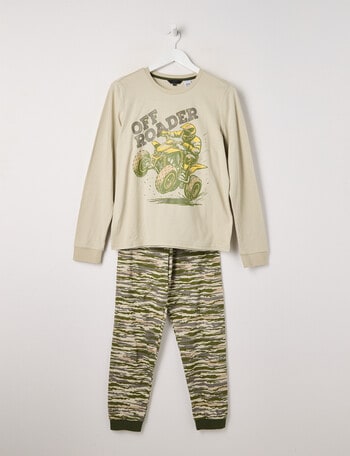 Sleep Squad Off Roader Knit Long PJ Set, Grey, 8-16 product photo