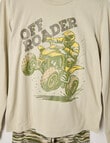 Sleep Squad Off Roader Knit Long PJ Set, Grey, 8-16 product photo View 02 S