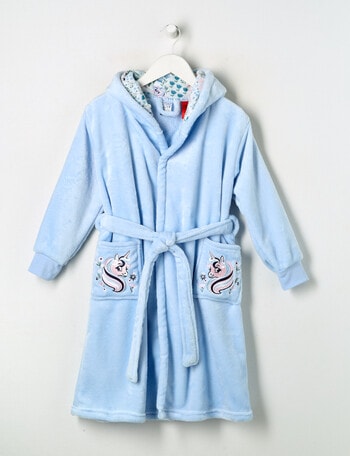 Sleep Mode Unicorn Embroidered Robe, Moonstone Blue, 2-8 product photo