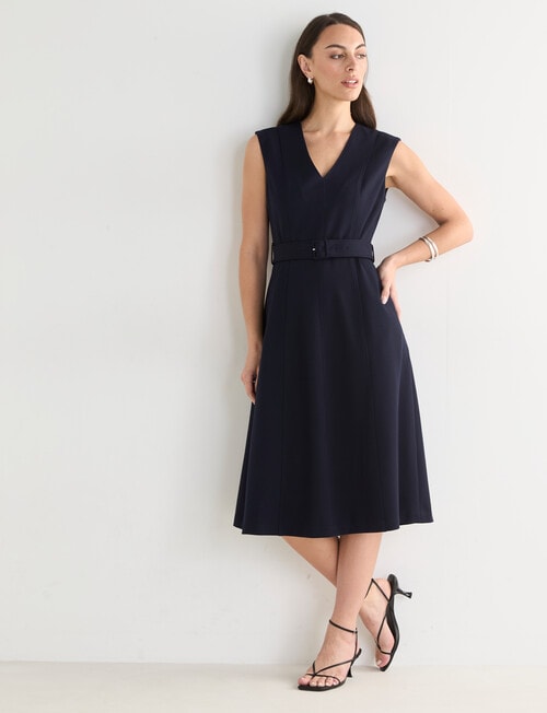 Oliver Black Sleeveless Ponte Dress, Midnight product photo View 03 L