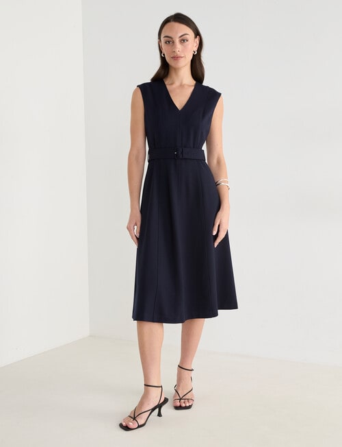 Oliver Black Sleeveless Ponte Dress, Midnight product photo View 05 L
