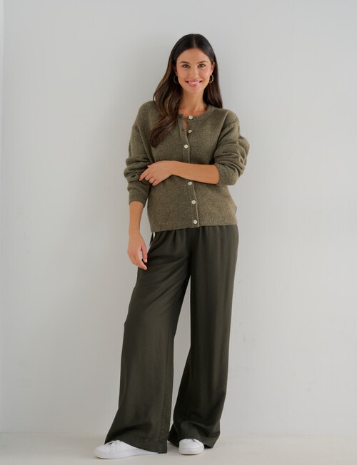 Whistle Drop Shoulder Cardigan, Khaki product photo View 03 L