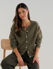 Whistle Drop Shoulder Cardigan, Khaki product photo