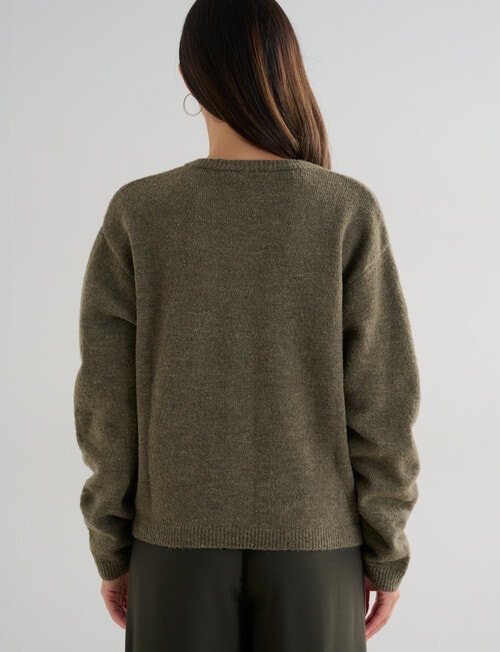 Whistle Drop Shoulder Cardigan, Khaki product photo View 02 L