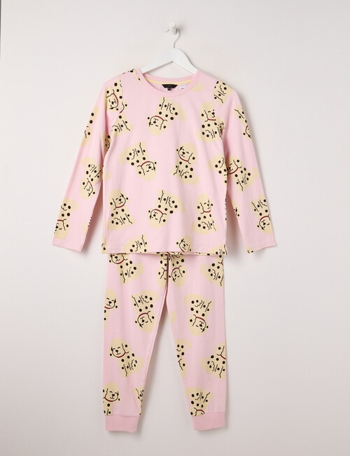 Sleep Squad Puppy Knit Long PJ Set, Pink Frost, 8-16 product photo