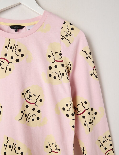 Sleep Squad Puppy Knit Long PJ Set, Pink Frost, 8-16 product photo View 02 L