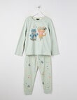 Sleep Squad Fitness Kitty Knit Long PJ Set, Soft Grass, 8-16 product photo