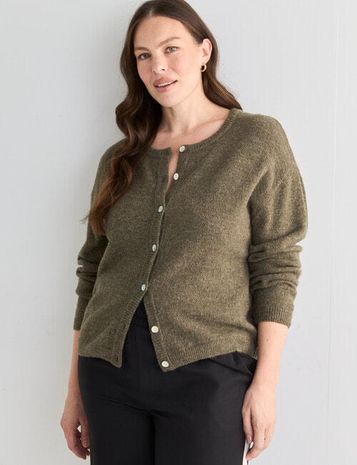 Whistle Drop Shoulder Cardigan, Khaki product photo View 12 L