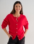 Whistle Drop Shoulder Cardigan, Cherry product photo