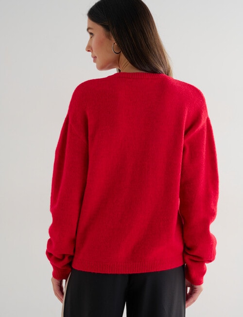 Whistle Drop Shoulder Cardigan, Cherry product photo View 02 L