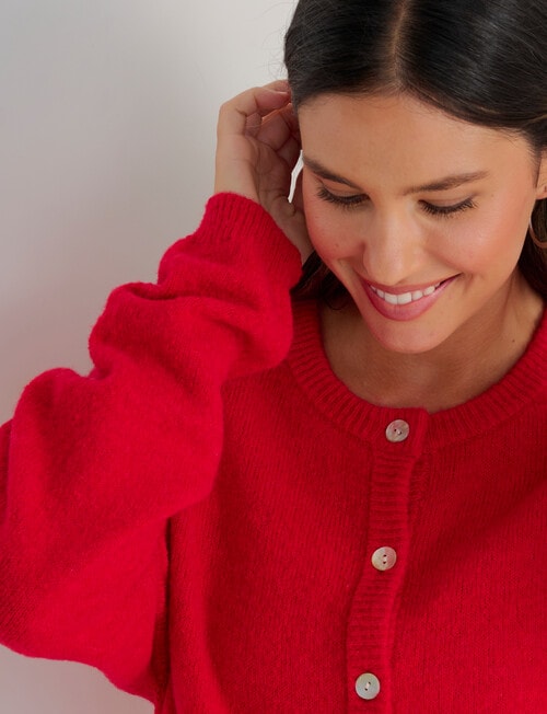 Whistle Drop Shoulder Cardigan, Cherry product photo View 06 L