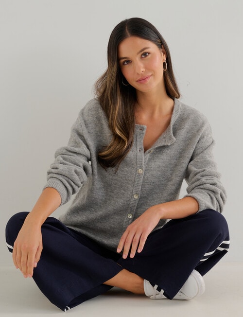 Whistle Drop Shoulder Cardigan, Silver Marle product photo View 04 L