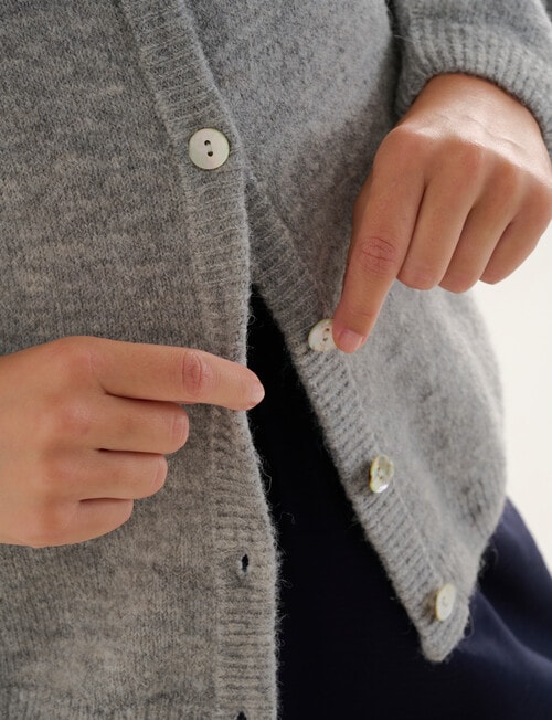 Whistle Drop Shoulder Cardigan, Silver Marle product photo View 05 L