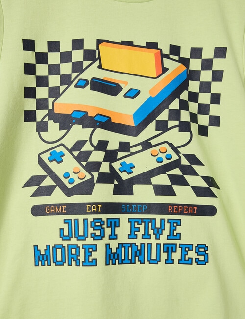 Sleep Squad Five More Minutes Knit Long PJ Set, Green, 8-16 product photo View 02 L