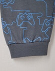 Sleep Squad Console Knit Long PJ Set, Grey, 8-16 product photo View 03 S