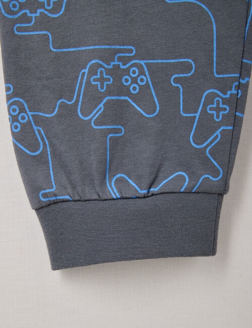 Sleep Squad Console Knit Long PJ Set, Grey, 8-16 product photo View 03 L