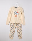Sleep Squad I Need Space Sloth Knit Long PJ Set, Chalk, 8-16 product photo
