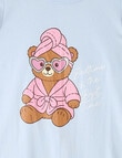 Sleep Squad Self Care Teddy Long PJ Set, Moonstone Blue, 8-16 product photo View 02 S