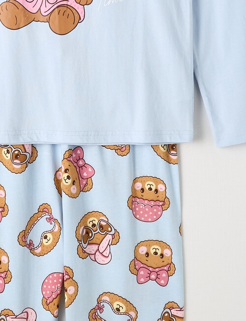 Sleep Squad Self Care Teddy Long PJ Set, Moonstone Blue, 8-16 product photo View 03 L