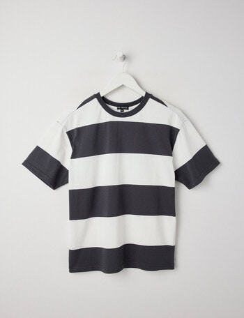 No Issue Block Stripe Short Sleeve Tee, Charcoal product photo