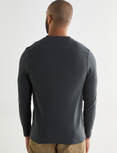 Gasoline Waffle Henley Long Sleeve Tee, Vintage Black product photo View 02 L