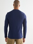 Gasoline Waffle Henley Long Sleeve Tee, Marine Blue product photo View 02 S