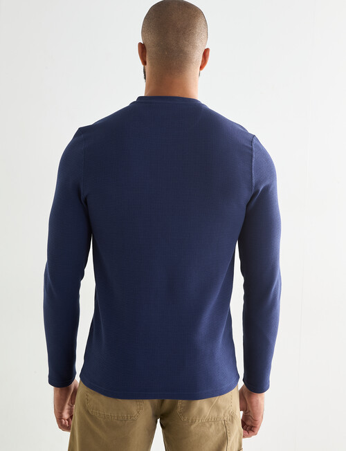 Gasoline Waffle Henley Long Sleeve Tee, Marine Blue product photo View 02 L