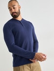Gasoline Waffle Henley Long Sleeve Tee, Marine Blue product photo View 05 S