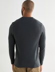 Gasoline Waffle Henley Long Sleeve Tee, Vintage Black product photo View 02 S