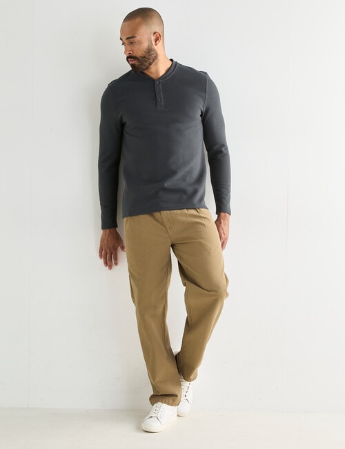 Gasoline Waffle Henley Long Sleeve Tee, Vintage Black product photo View 03 L