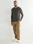 Gasoline Waffle Henley Long Sleeve Tee, Dark Khaki product photo View 03 S