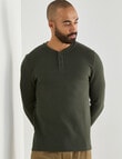 Gasoline Waffle Henley Long Sleeve Tee, Dark Khaki product photo View 05 S