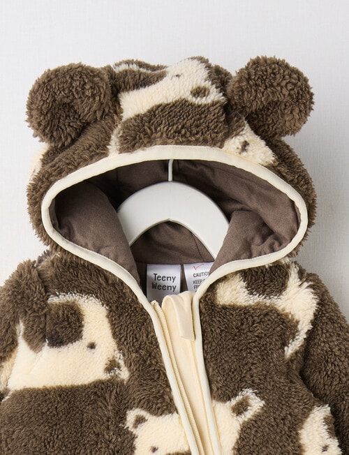 Teeny Weeny Sleep Sherpa Bear Hooded Pramsuit product photo View 03 L