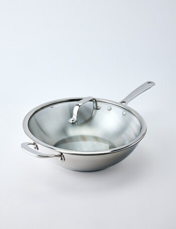Stevens Titan Stainless Steel Wok with Lid, 30cm product photo