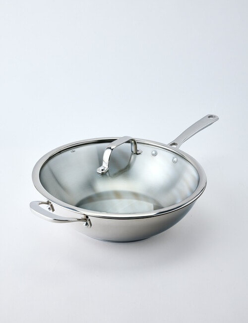 Stevens Titan Stainless Steel Wok with Lid, 30cm product photo