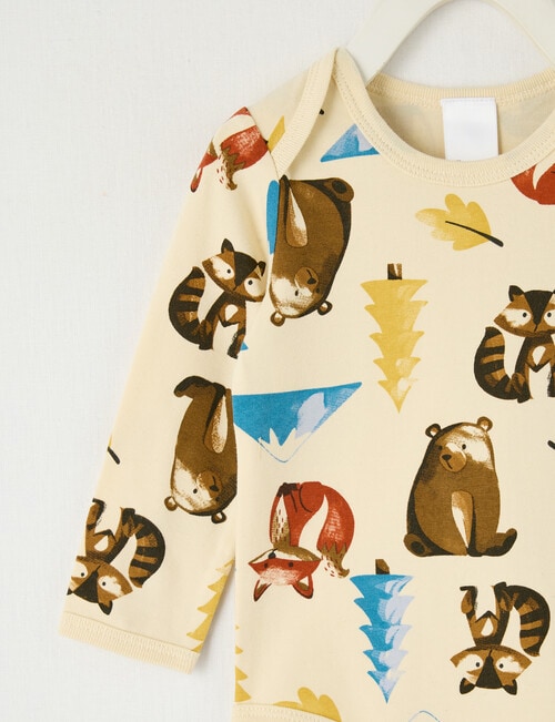 Teeny Weeny Play Time Animal Long Sleeve Body Suit, Cream product photo View 02 L