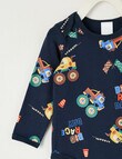 Teeny Weeny Play Time Truck Long Sleeve Body Suit, Navy product photo View 02 S