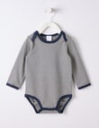 Teeny Weeny Striped Long Sleeve Bodysuit, Navy product photo