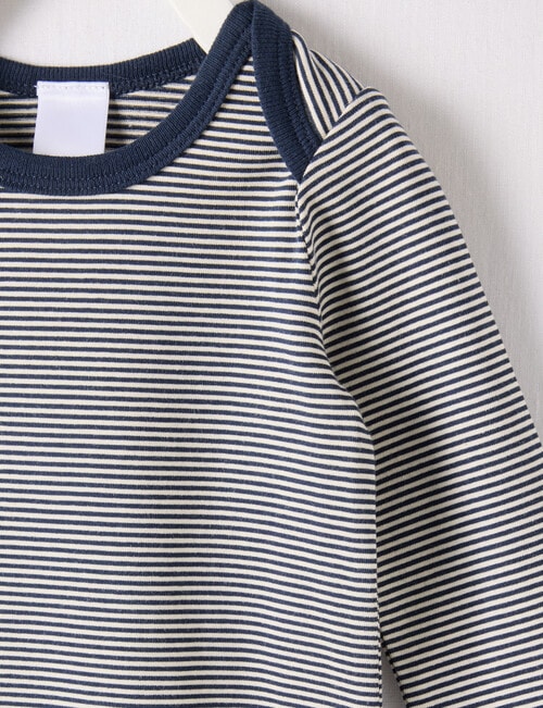 Teeny Weeny Striped Long Sleeve Bodysuit, Navy product photo View 02 L