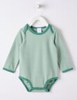 Teeny Weeny Stripes Long Sleeve Bodysuit, Mystic Green product photo