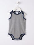Teeny Weeny Striped Sleeveless Bodysuit, Navy product photo