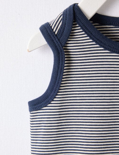 Teeny Weeny Striped Sleeveless Bodysuit, Navy product photo View 02 L