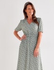 Ella J Elastic Waist Ditsy Dress, Sage product photo