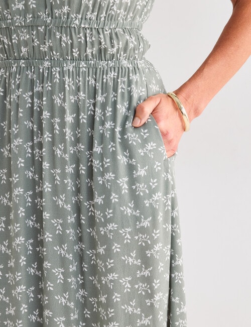 Ella J Elastic Waist Ditsy Dress, Sage product photo View 05 L